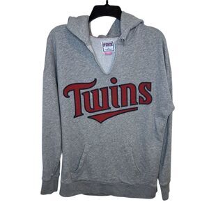 PINK Victoria’s Secret Minnesota Twins Gray Light Weight Hoodie Size Small